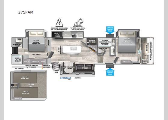 Floorplan - 2025 Wildwood Heritage Glen 375FAM Fifth Wheel