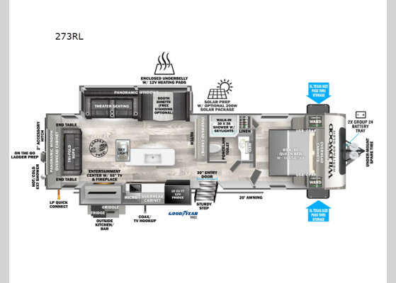 Floorplan - 2025 Wildwood Heritage Glen 273RL Travel Trailer