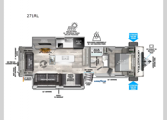 Floorplan - 2025 Wildwood Heritage Glen 271RL Travel Trailer