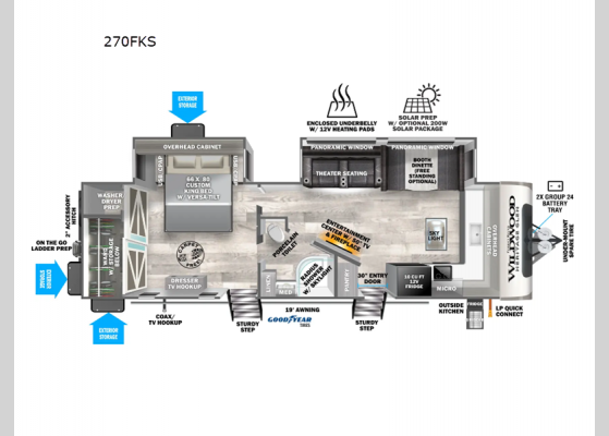 Floorplan - 2025 Wildwood Heritage Glen 270FKS Travel Trailer