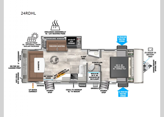 Floorplan - 2026 Wildwood Heritage Glen Hyper-Lyte 24RDHL Travel Trailer