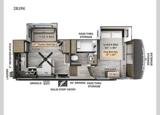 Floorplan - 2025 Flagstaff Classic 281RK Fifth Wheel