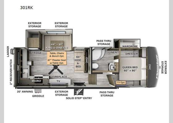 Floorplan - 2025 Flagstaff Classic 301RK Fifth Wheel