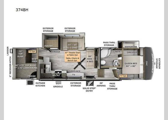 Floorplan - 2025 Flagstaff Classic 374BH Fifth Wheel