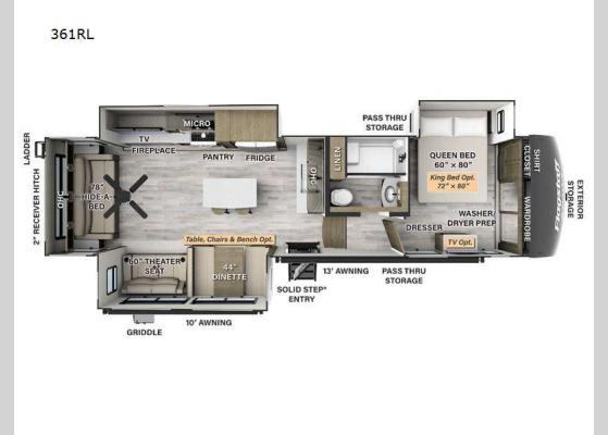 Floorplan - 2025 Flagstaff Classic 361RL Fifth Wheel