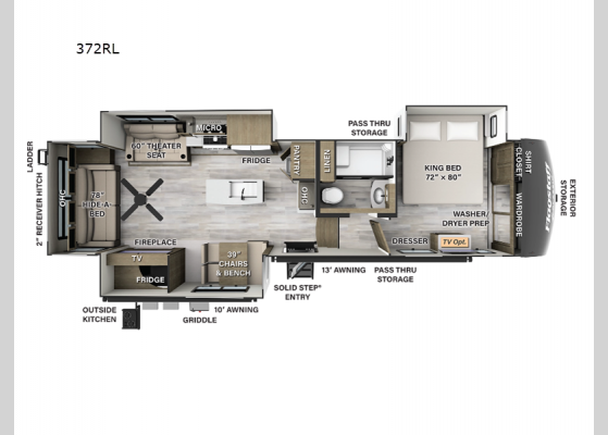 Floorplan - 2025 Flagstaff Classic 372RL Fifth Wheel