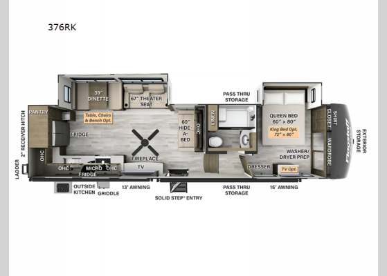 Floorplan - 2025 Flagstaff Classic 376RK Fifth Wheel