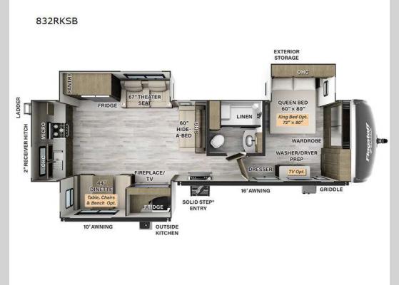 Floorplan - 2025 Flagstaff Classic 832RKSB Travel Trailer