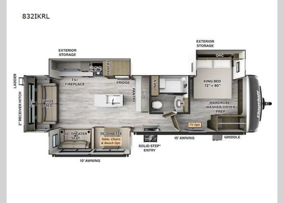 Floorplan - 2025 Flagstaff Classic 832lKRL Travel Trailer