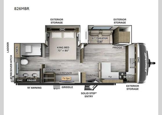 Floorplan - 2025 Flagstaff Classic 826MBR Travel Trailer