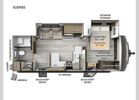 Floorplan - 2025 Flagstaff Classic 826RBS Travel Trailer