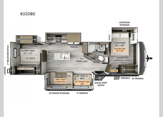 Floorplan - 2025 Flagstaff Classic 832DBS Travel Trailer