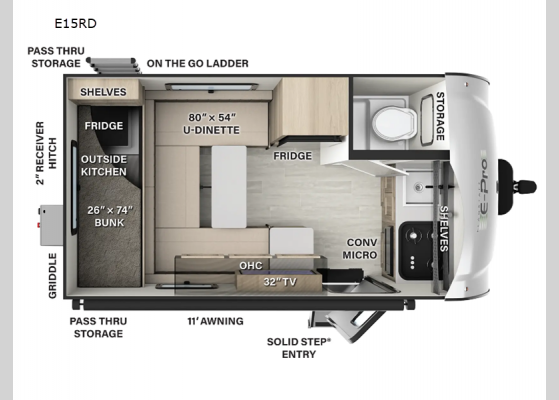 Floorplan - 2025 Flagstaff E-Pro E15RD Travel Trailer