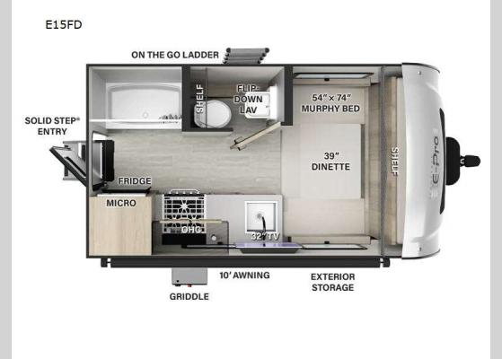 Floorplan - 2025 Flagstaff E-Pro E15FD Travel Trailer