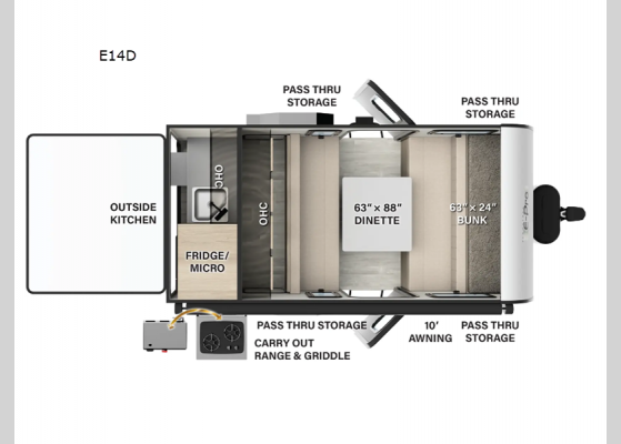 Floorplan - 2025 Flagstaff E-Pro E14D Travel Trailer