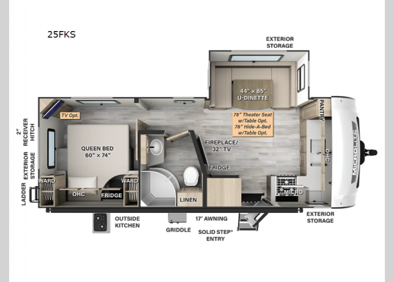 Floorplan - 2025 Flagstaff Micro Lite 25FKS Travel Trailer