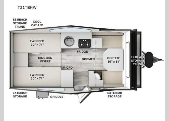 Floorplan - 2025 Flagstaff Hard Side High Wall Series T21TBHW A-Frames