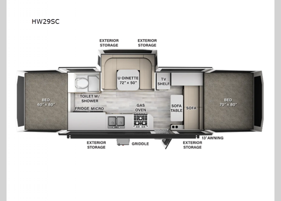 Floorplan - 2025 Flagstaff High Wall HW29SC Folding Pop-Up Camper