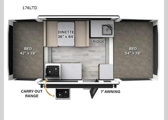 Floorplan - 2025 Flagstaff Limited Series 176LTD Folding Pop-Up Camper