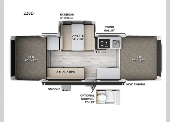 Floorplan - 2025 Flagstaff MAC Series 228D Folding Pop-Up Camper