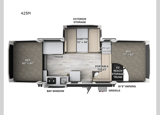 Floorplan - 2025 Flagstaff MAC Series 425M Folding Pop-Up Camper