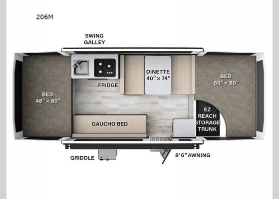 Floorplan - 2025 Flagstaff MAC Series 206M Folding Pop-Up Camper