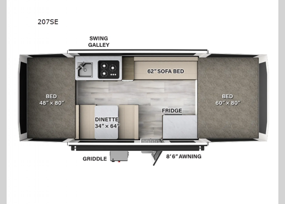 Floorplan - 2025 Flagstaff SE 207SE Folding Pop-Up Camper