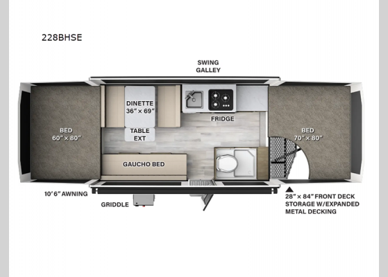 Floorplan - 2025 Flagstaff SE 228BHSE Folding Pop-Up Camper