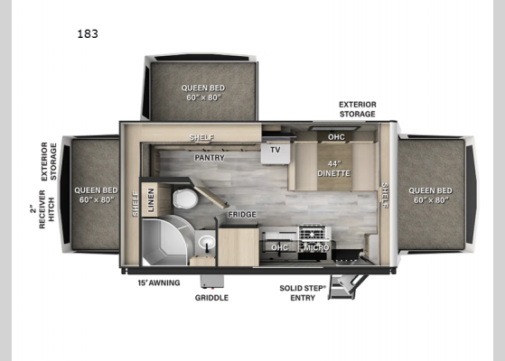 Floorplan - 2025 Flagstaff Shamrock 183 Expandable