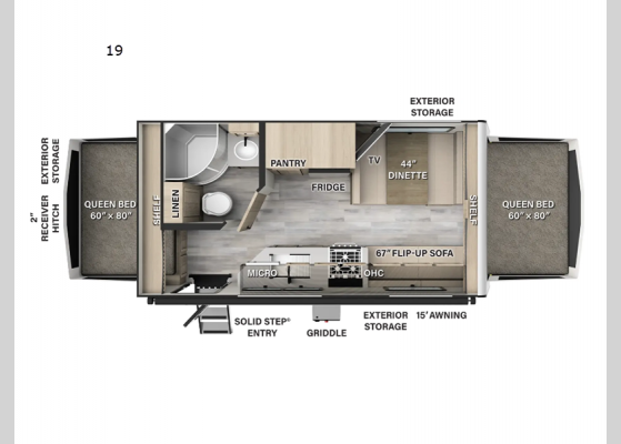 Floorplan - 2025 Flagstaff Shamrock 19 Expandable