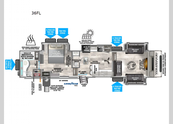 Floorplan - 2025 Wildwood Heritage Glen Elite Series 36FL Fifth Wheel