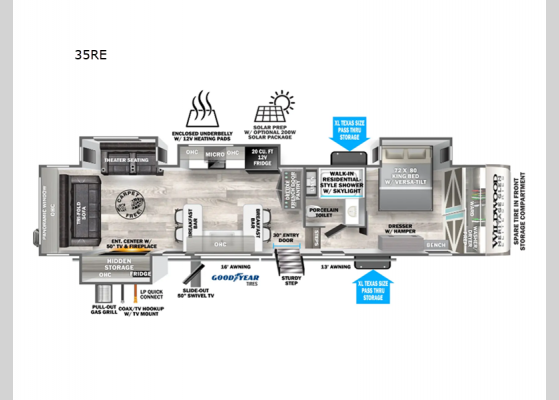 Floorplan - 2025 Wildwood Heritage Glen Elite Series 35RE Fifth Wheel