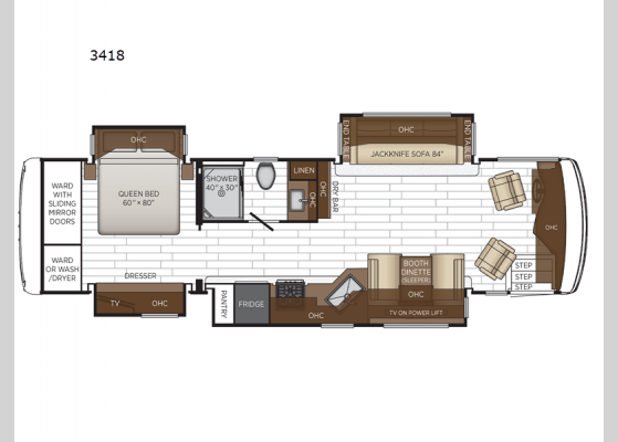 Floorplan - 2025 Northern Star 3418 Motor Home Class A - Diesel