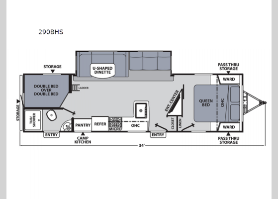 Floorplan - 2024 Apex Ultra-Lite 290BHS Travel Trailer