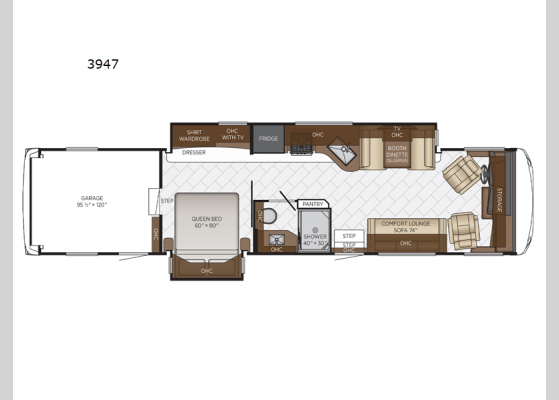 Floorplan - 2025 Canyon Star 3947 Motor Home Class A - Diesel - Toy Hauler