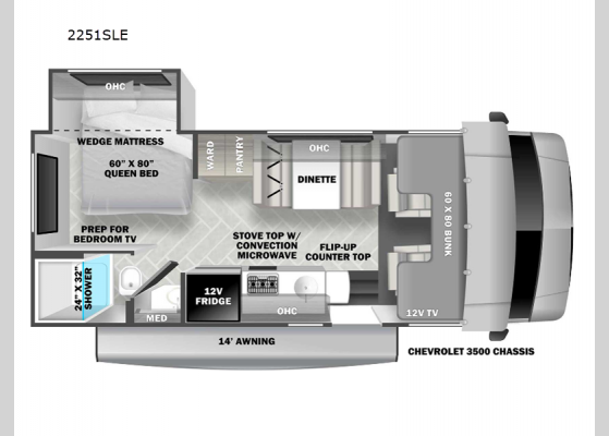 Floorplan - 2025 Forester LE 2251SLE Chevy Motor Home Class C