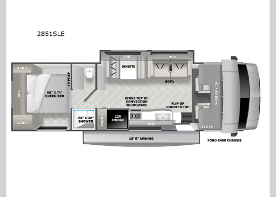 Floorplan - 2025 Forester LE 2851SLE Ford Motor Home Class C