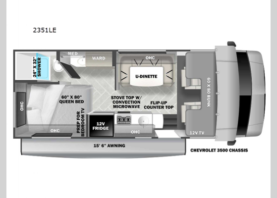 Floorplan - 2025 Forester LE 2351LE Chevy Motor Home Class C