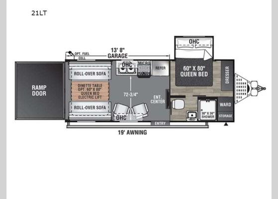 Floorplan - 2024 Adrenaline 21LT Toy Hauler Travel Trailer