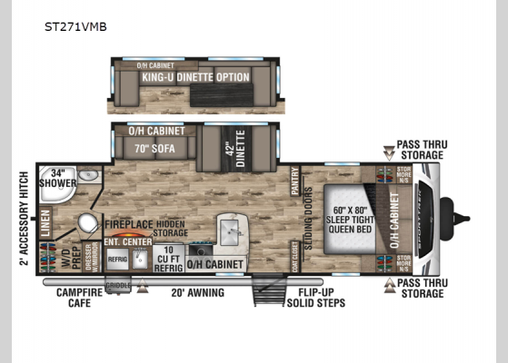 Floorplan - 2024 SportTrek ST271VMB Travel Trailer