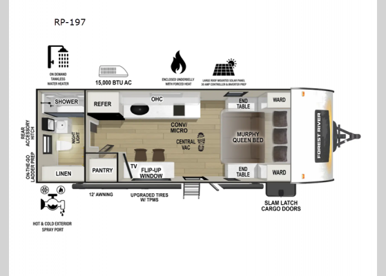 Floorplan - 2025 R Pod RP-197 Travel Trailer