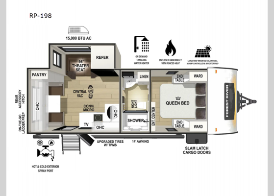 Floorplan - 2025 R Pod RP-198 Travel Trailer