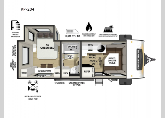 Floorplan - 2025 R Pod RP-204 Travel Trailer