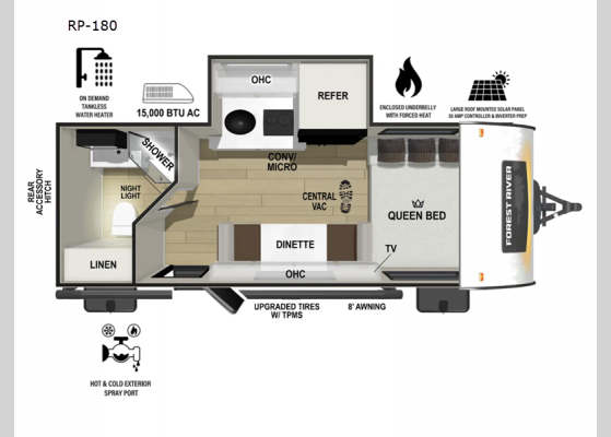 Floorplan - 2025 R Pod RP-180 Travel Trailer