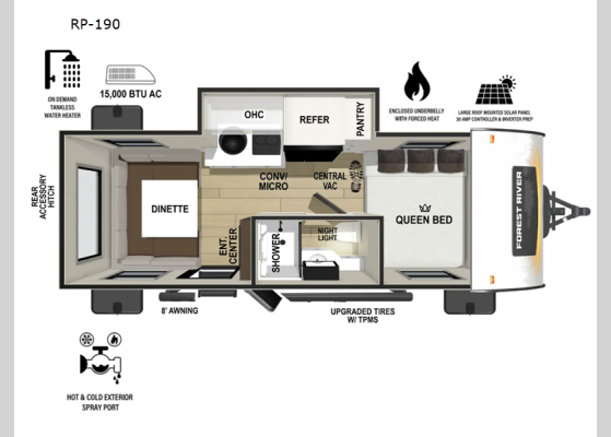 Floorplan - 2025 R Pod RP-190 Travel Trailer