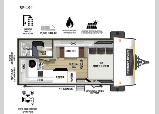 Floorplan - 2025 R Pod RP-194 Travel Trailer