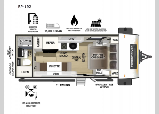 Floorplan - 2025 R Pod RP-192 Travel Trailer