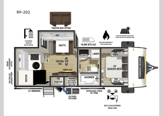 Floorplan - 2025 R Pod RP-202 Travel Trailer