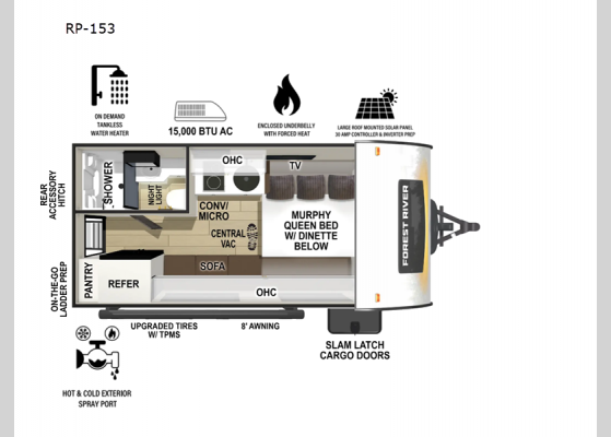 Floorplan - 2025 R Pod RP-153 Travel Trailer