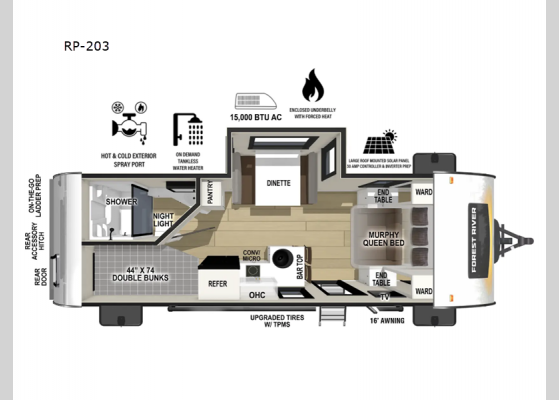 Floorplan - 2025 R Pod RP-203 Travel Trailer